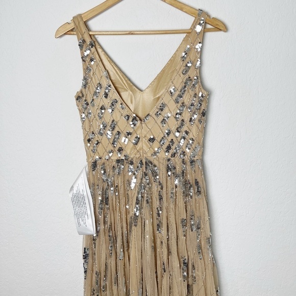 Max Duggal Embellished Sleeveless V Neck A Line Gown - Picture 5 of 10